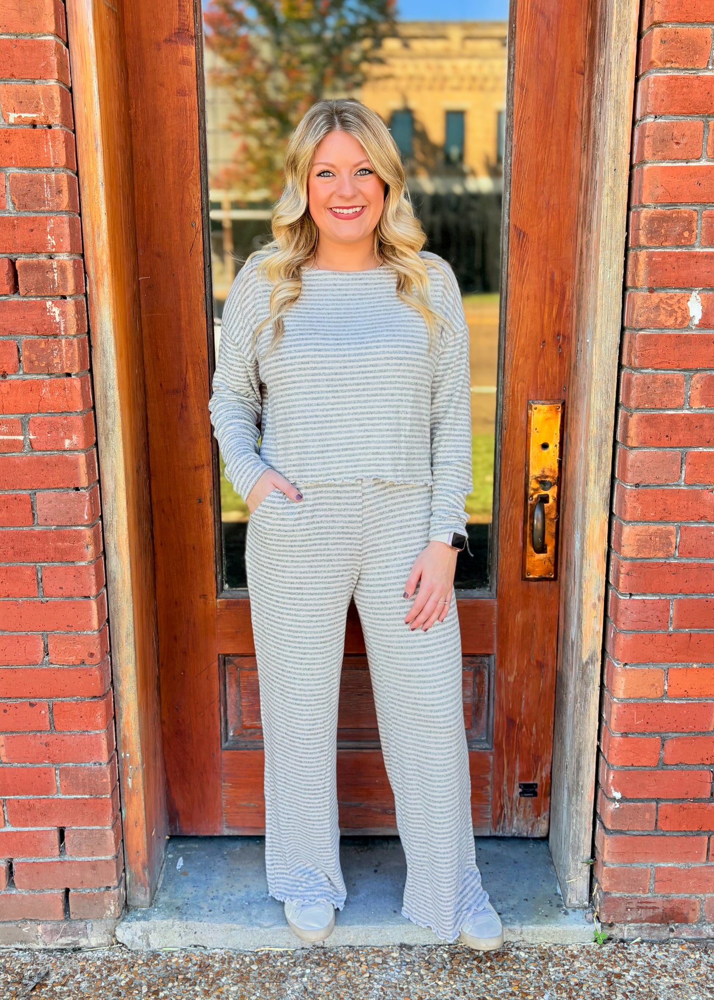 Gray and White Striped Set