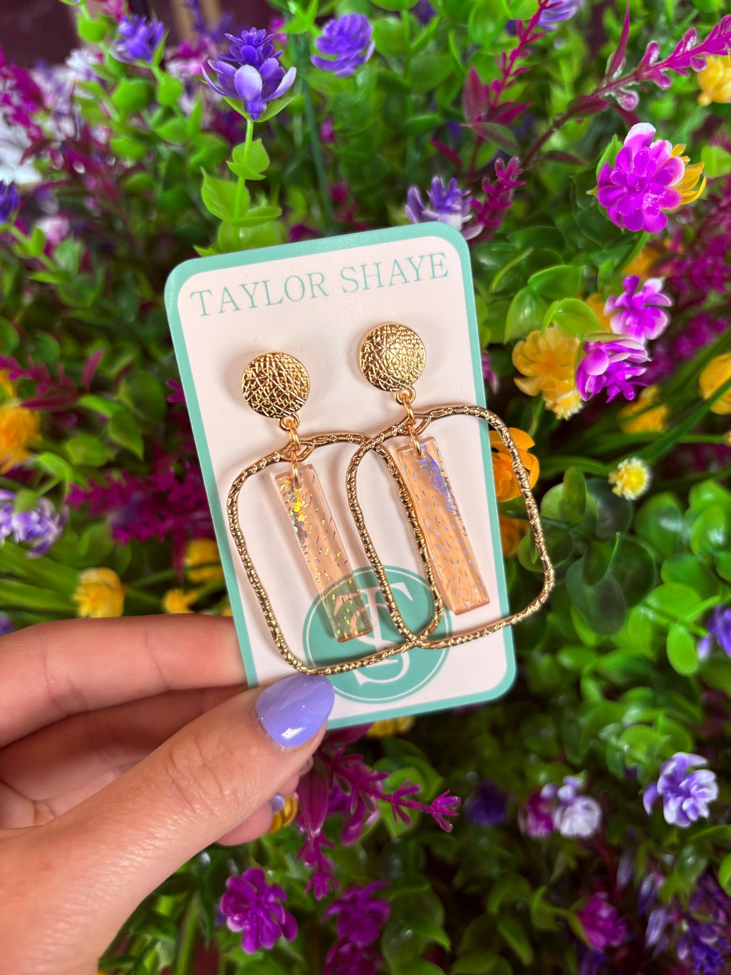 Taylor Shaye Peachy Stick Rectangle Hoops
