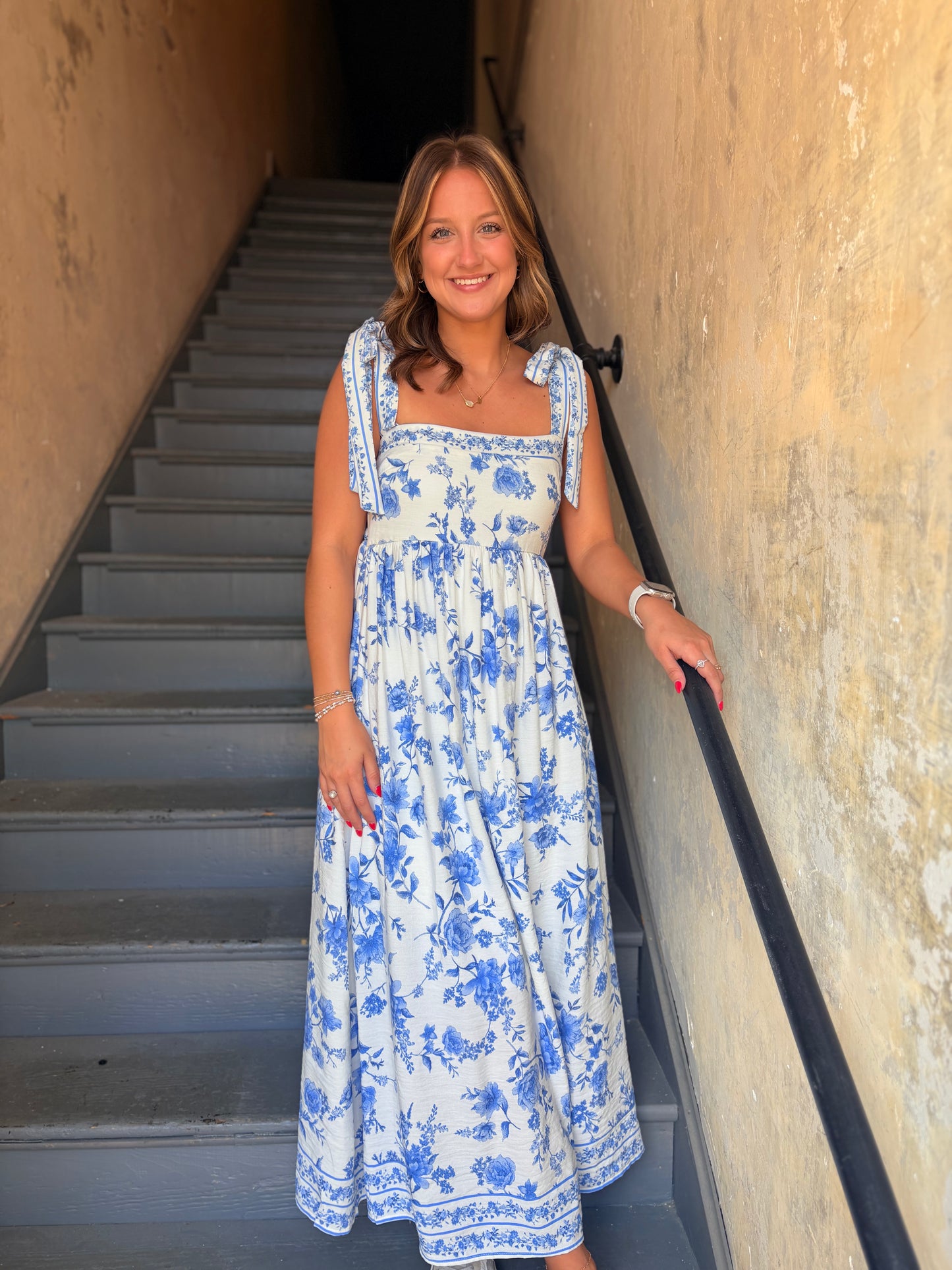 Blue & White Floral Dress