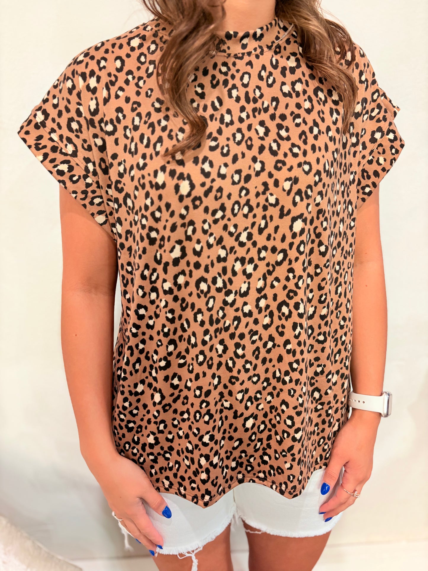 Round Neck Leopard Print Top