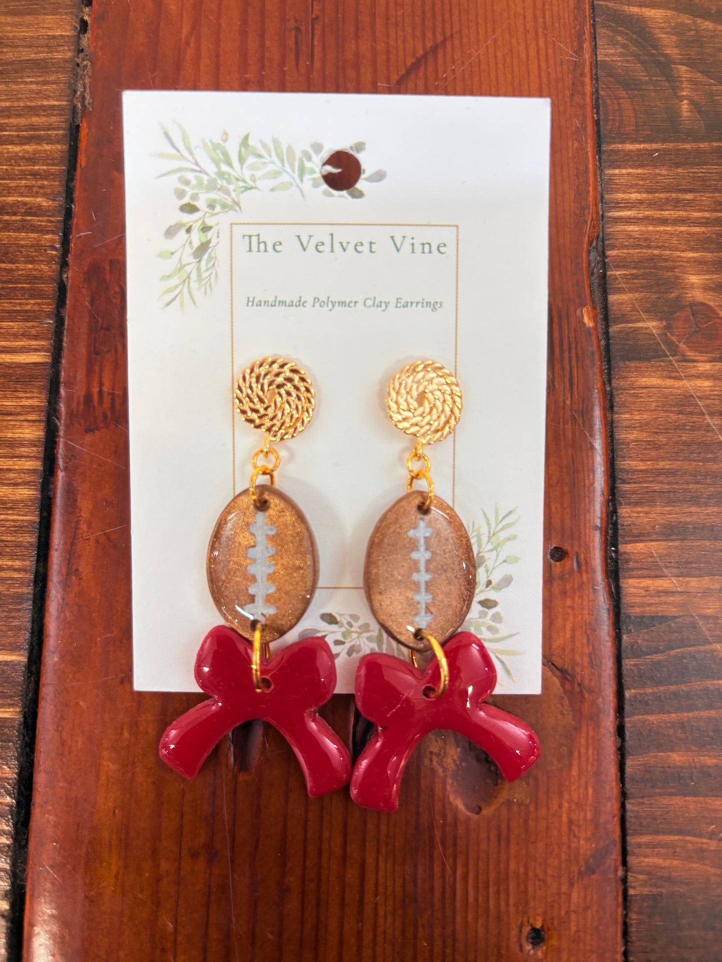 Red Gameday Bow Earrings