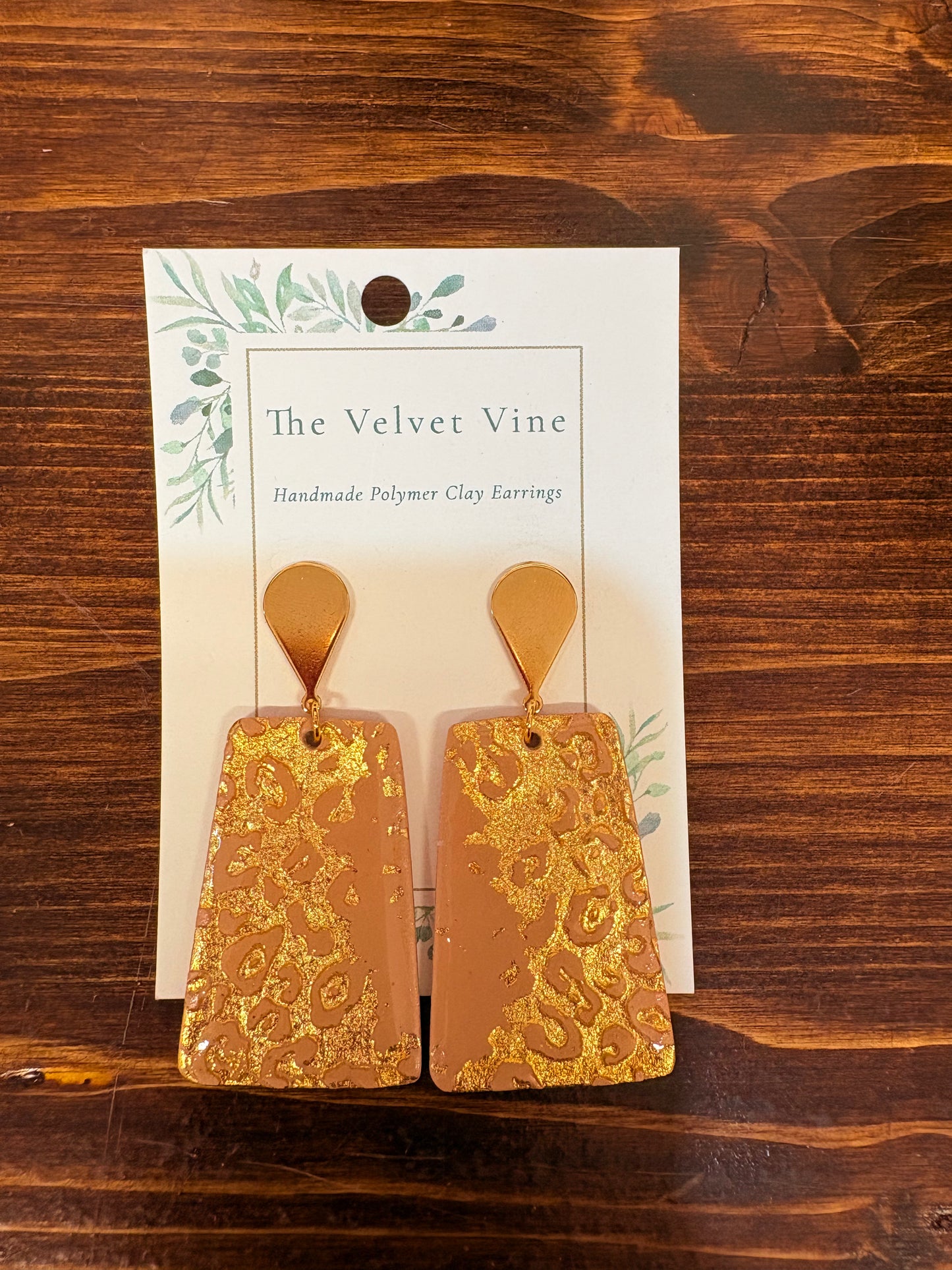 Champagne Leopard Rectangle Earrings