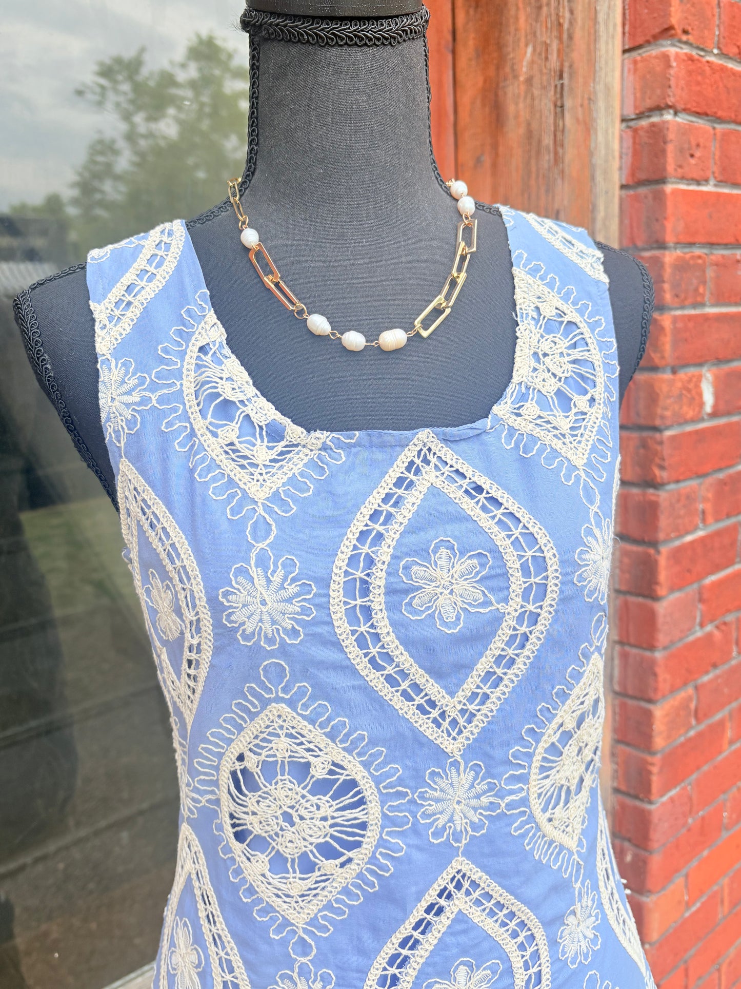 Light Blue Embroidered Dress