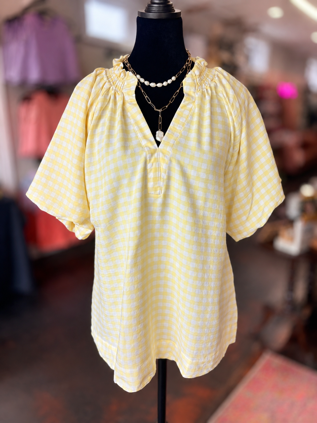 Lemon Bubble Sleeve Blouse