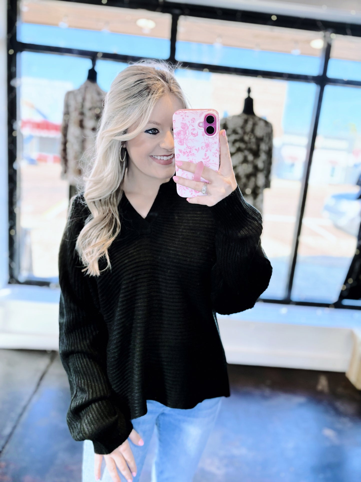 Black Collared Knit Sweater
