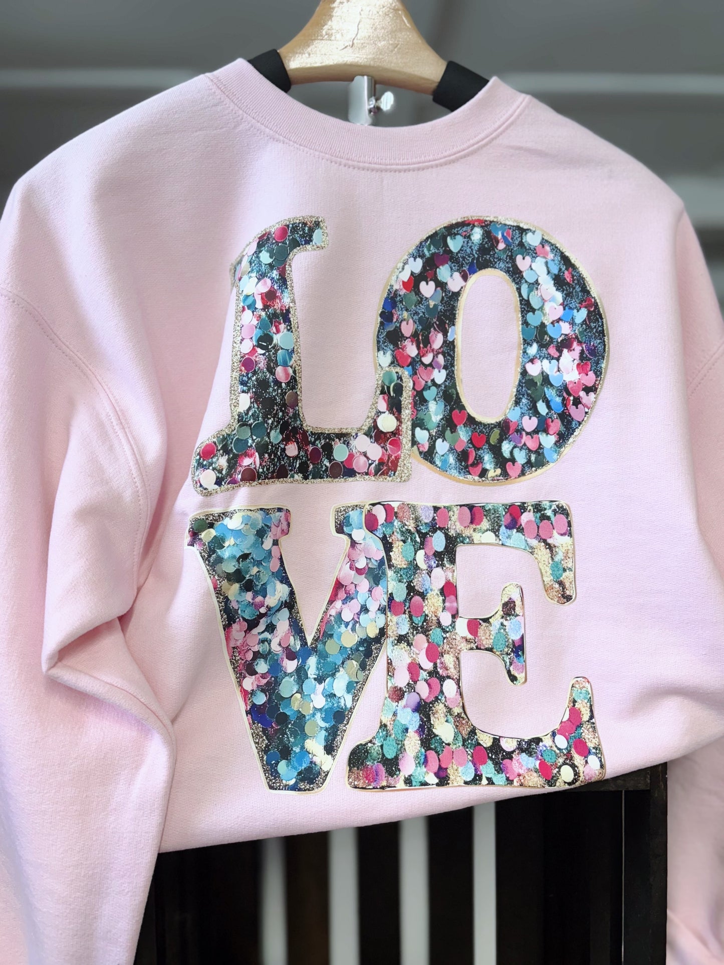 Pink Glitter Love Sweatshirt
