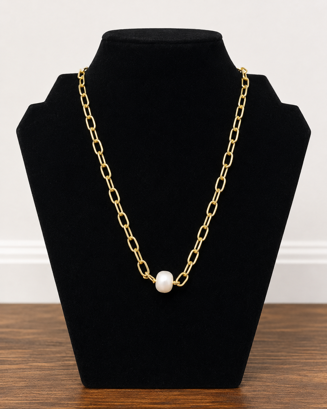 Golden Pearl Link Necklace