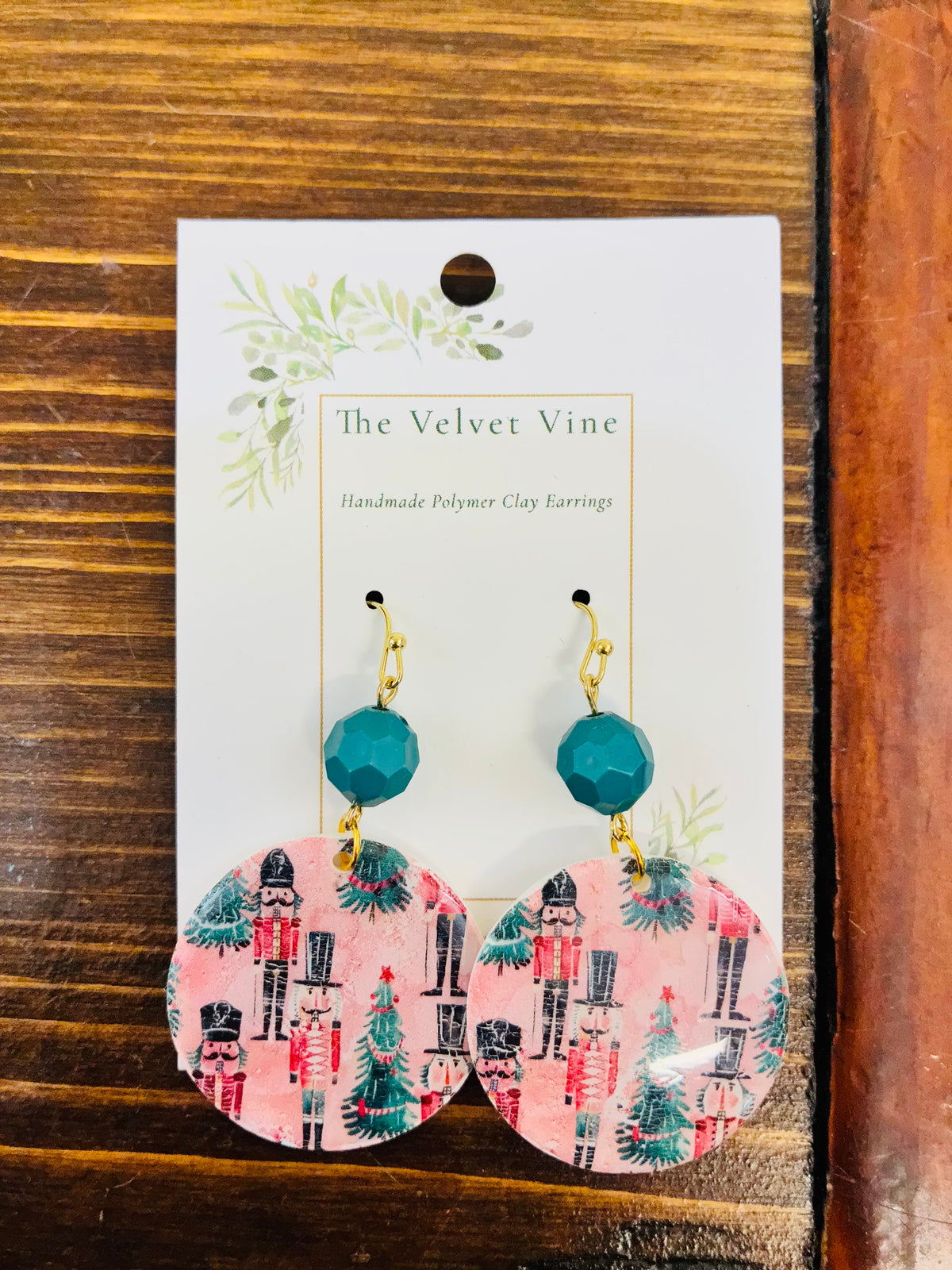 Pink Nutcracker & Teal Gem Earrings