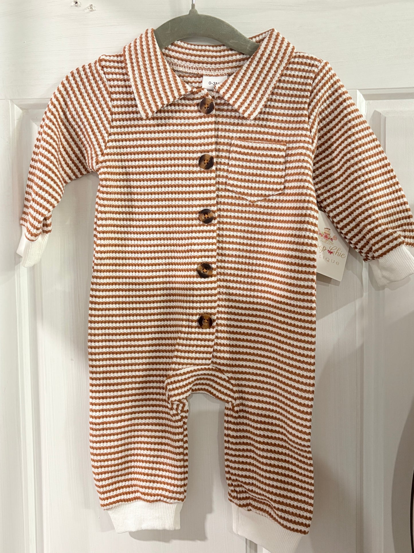 Khaki Striped Jumpsuit Romper