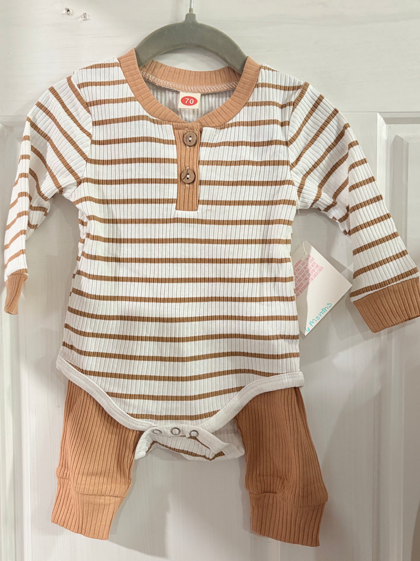 Baby Boy Stripe Ribbed Onesie and Pants