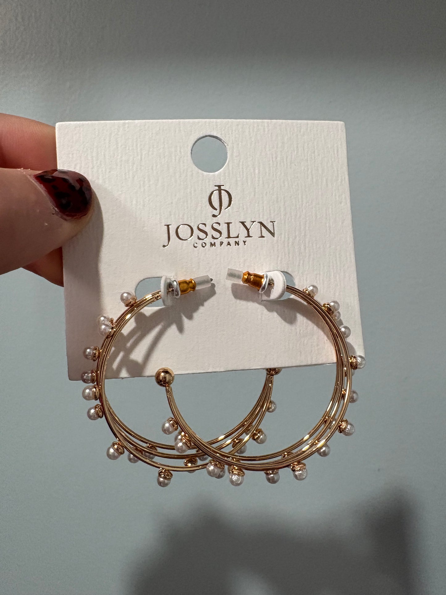 Triple Row wire Pearl Earrings