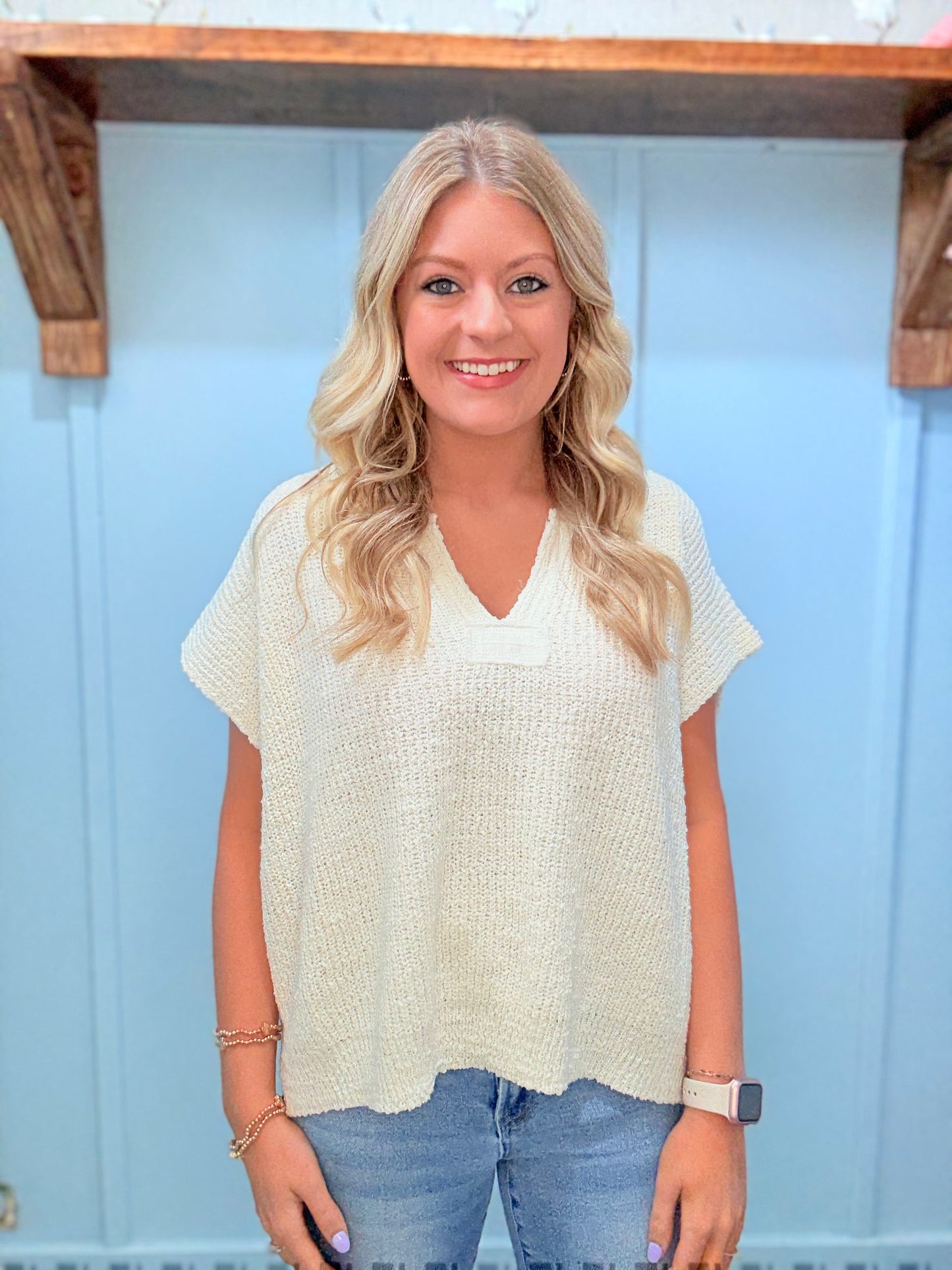 Ivory Sleeveless Knit Sweater