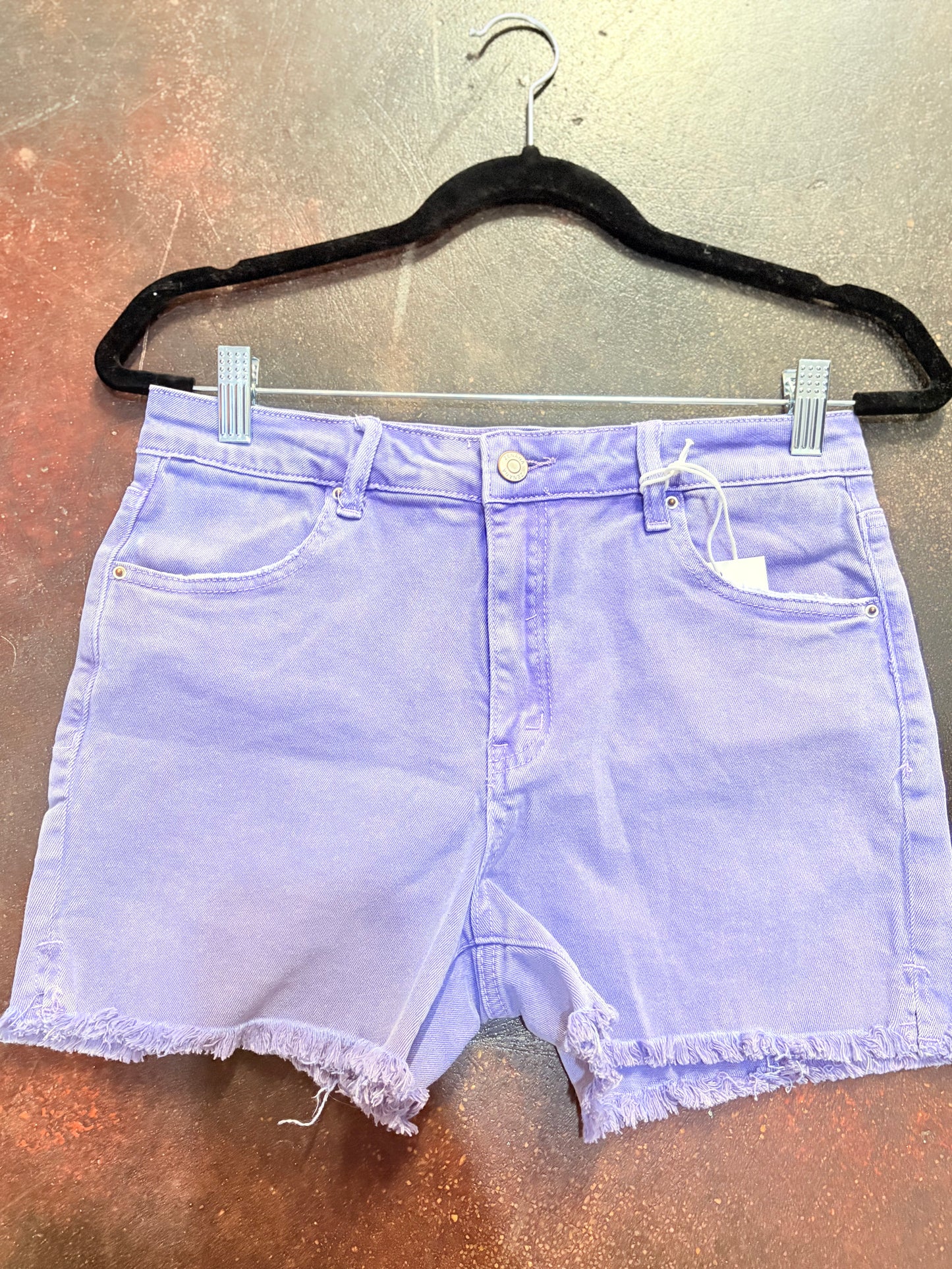 Violet Acid Wash Hem Shorts