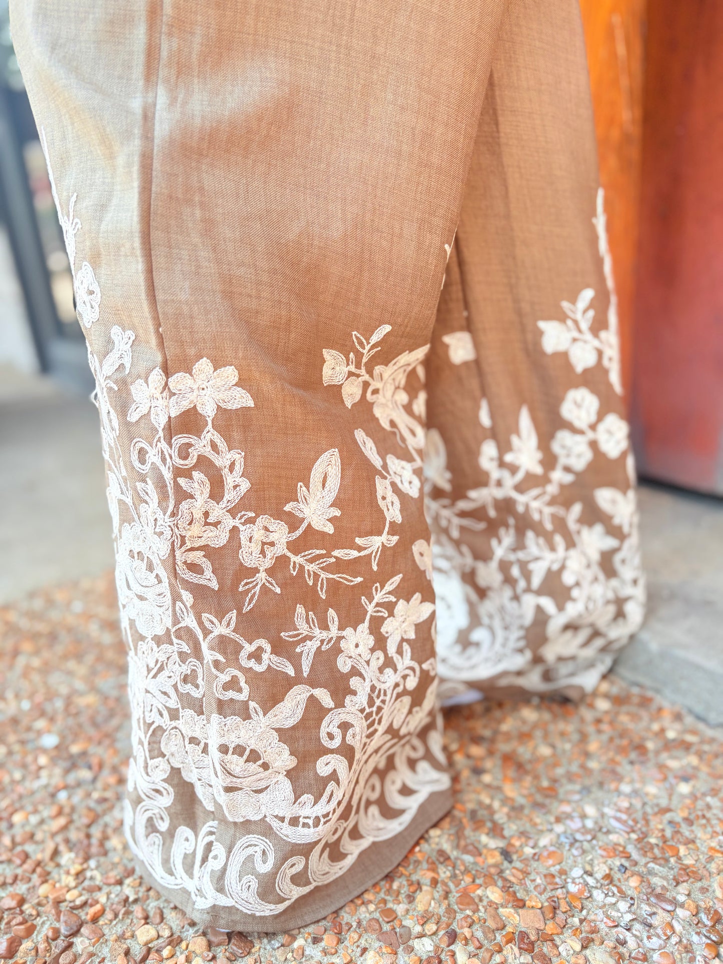 Olive Long Wide Leg Pants with Back Banding