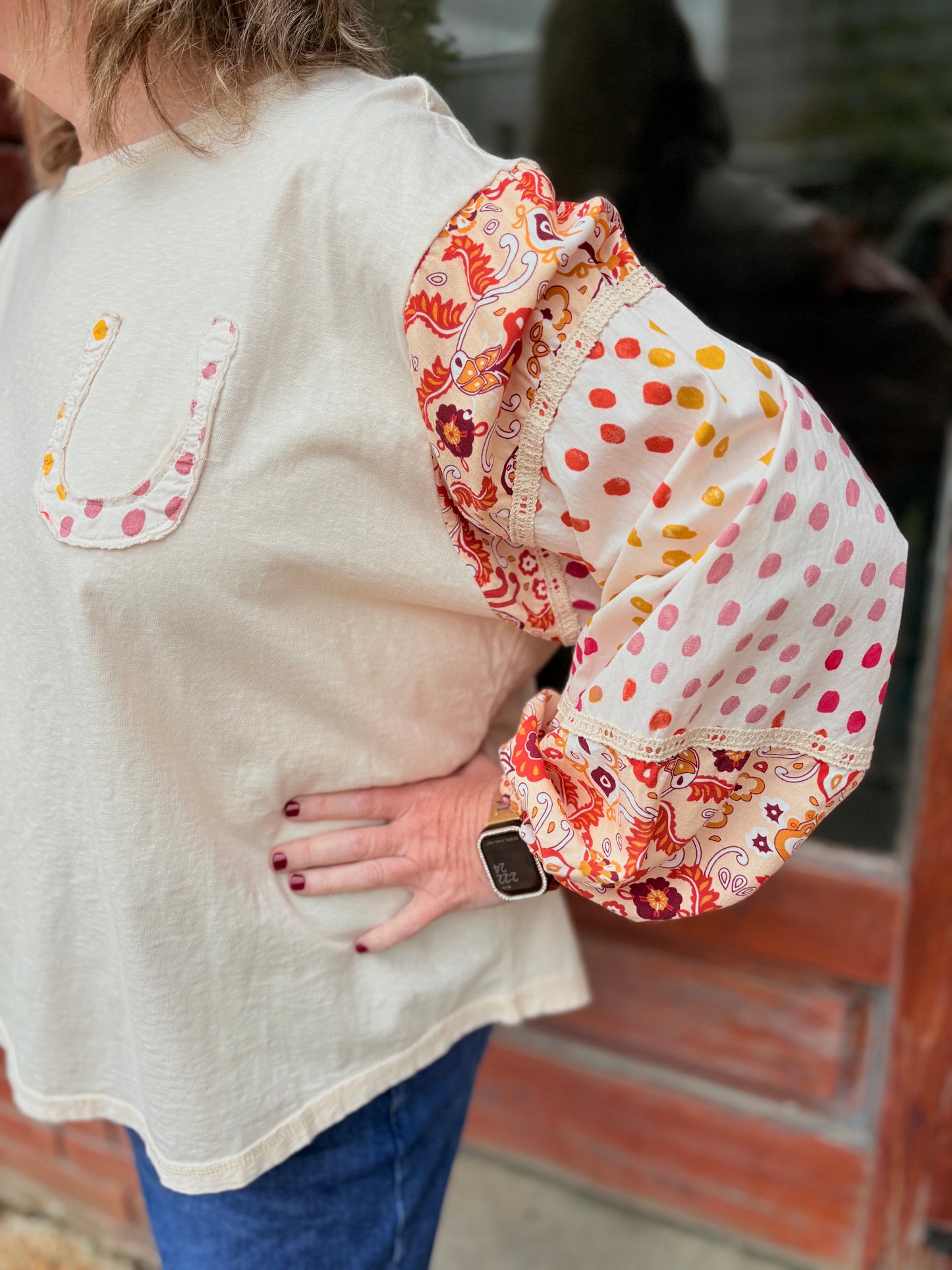 Plus Print Mix Jersey Top