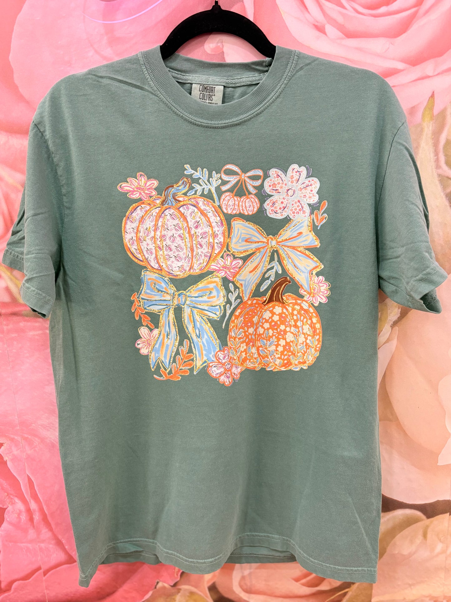 Teal Pumpkin and Bow Fall Tee
