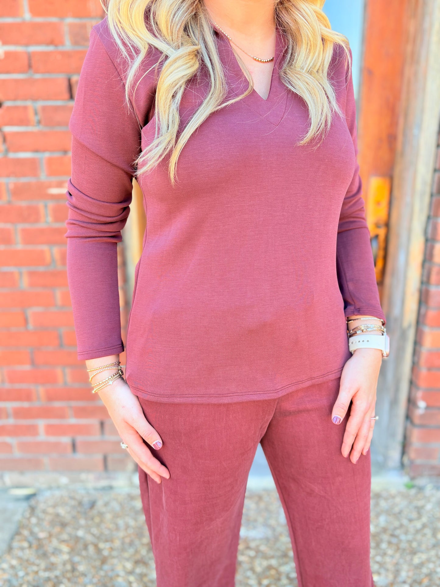 Maroon Polo Pants Set