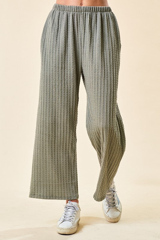 Plus Sage Cable Knit Pants