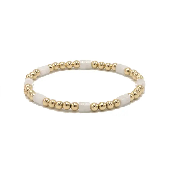 The Heishi White Stone & 14k Gold-filled Waterproof Bracelet
