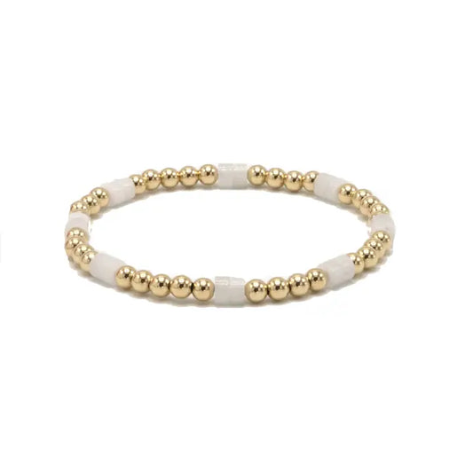 The Heishi White Stone & 14k Gold-filled Waterproof Bracelet