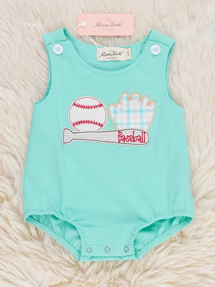 Rookie League Baseball Embroidered Cotton Romper