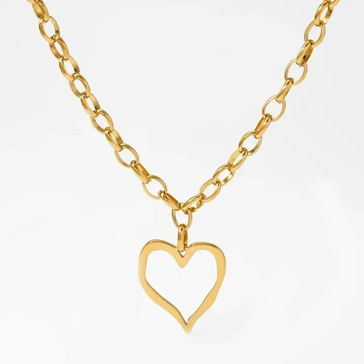 18K Stainless Steek Tarnish Free Heart Necklace