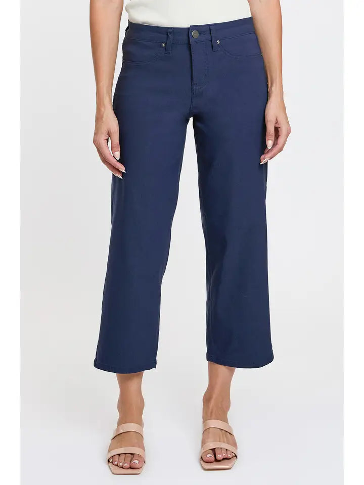 Navy Hyperstretch Cropped Wide Leg Pants