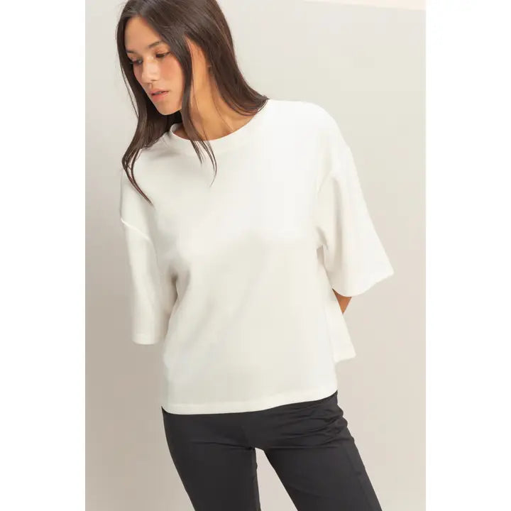 White Scuba Short Boxy Top