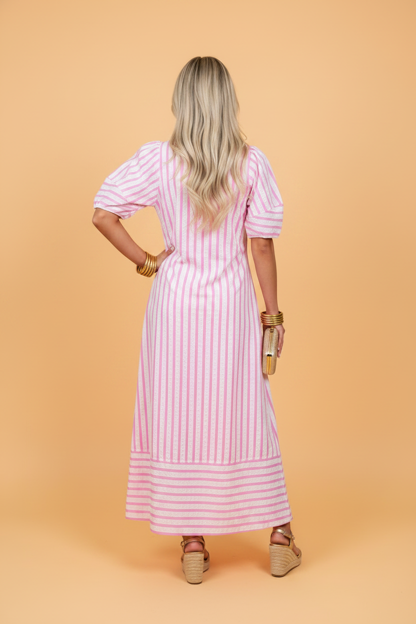 Stripe Short Sleeve Maxi