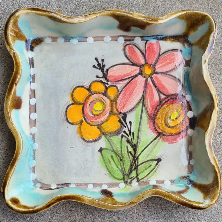Candle Plate (Drip Flowers)