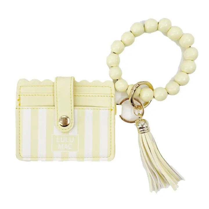 Lulu Mac Yellow Beaded Wristlet Id Wallet