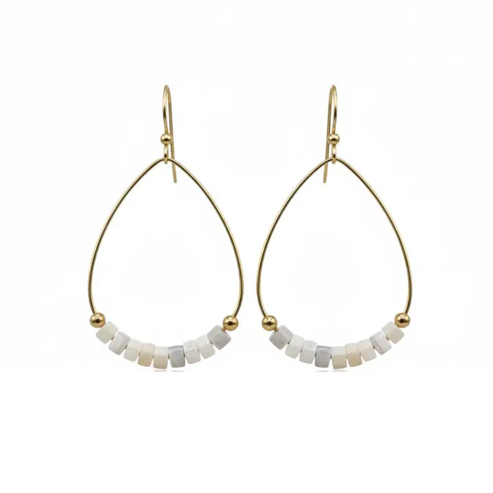 Heishi Aster Earring in White