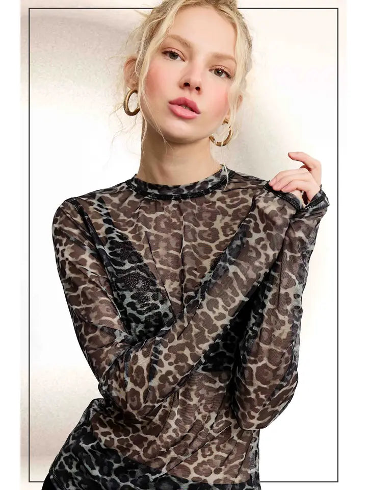 Smocked Leopard Layering Top