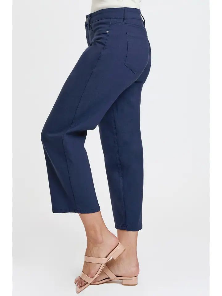 Navy Hyperstretch Cropped Wide Leg Pants