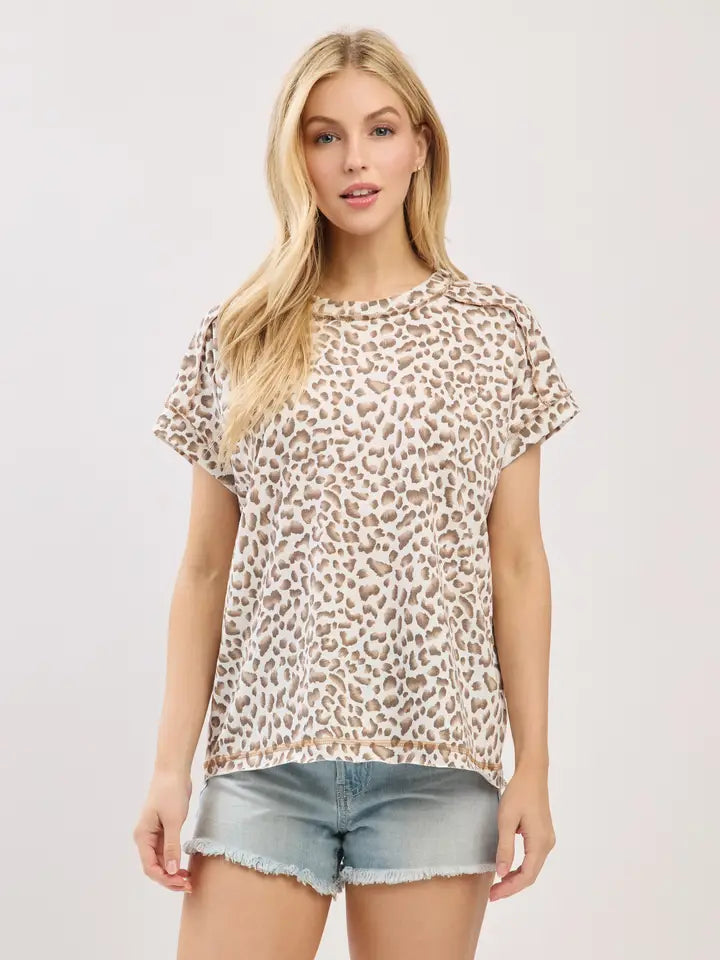 Leopard Print Short Sleeve Top