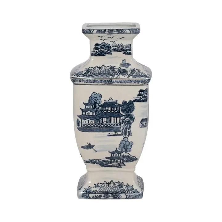 Decorative Jar - Blue Ceramic Chinoiserie Temple