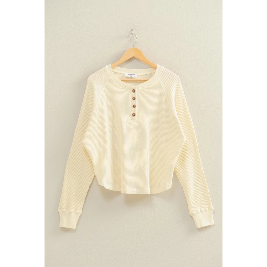 Mineral Wash Henley Waffle Top