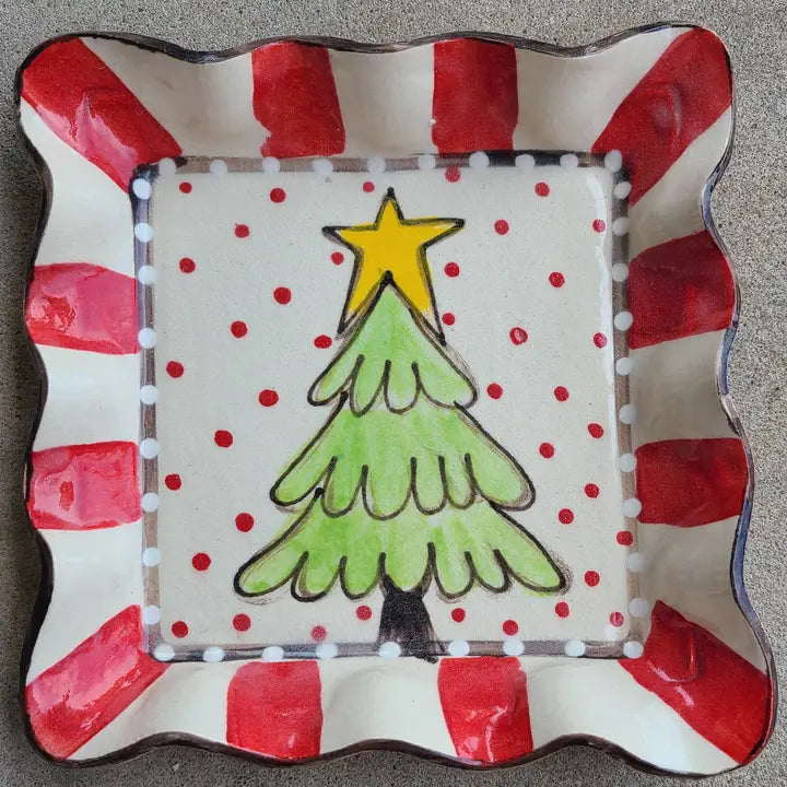 Medium Square Tray (Rw Tree Red Dots)