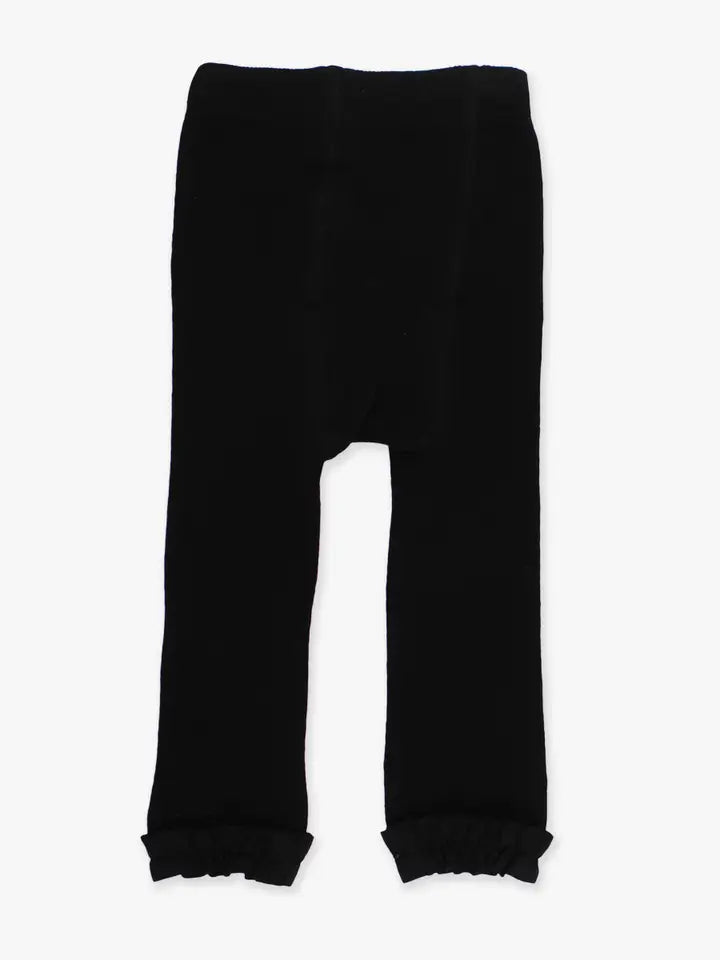 Girls Black Footless Ruffle Tights