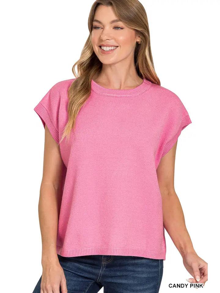 Candy Pink Viscose Sweater Vest