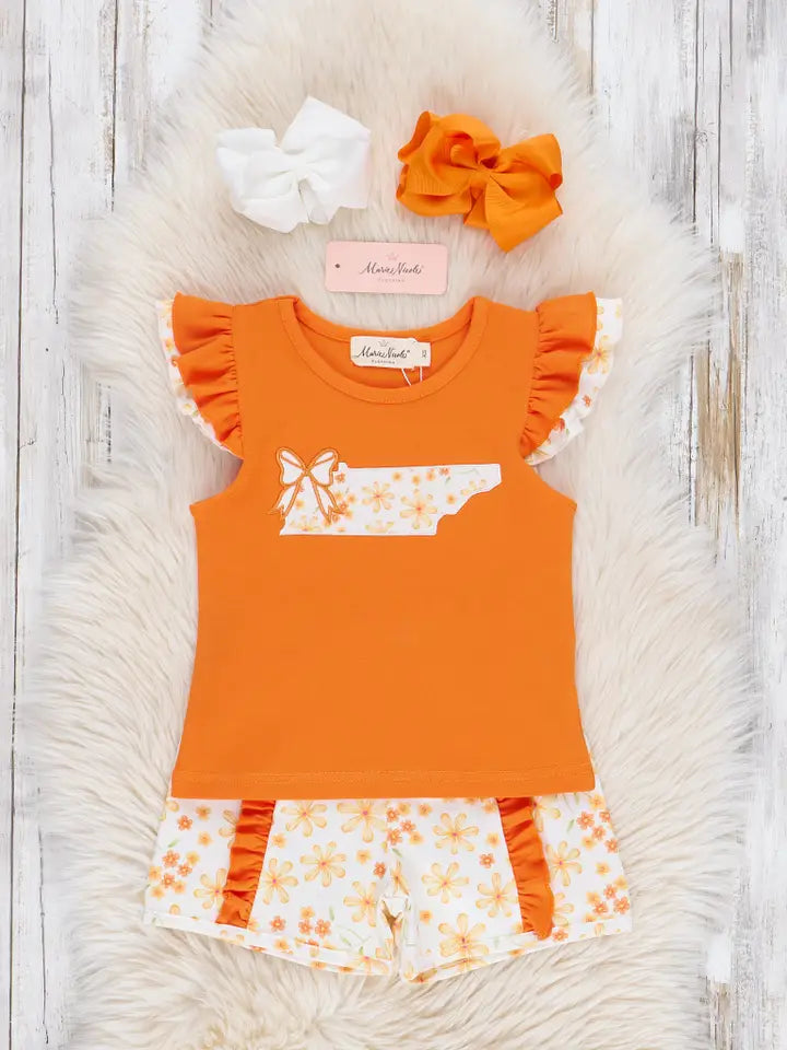 Tennessee Embroidered Floral Ruffle Outfit