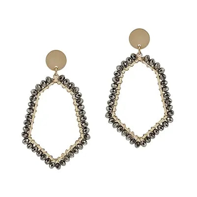 Gray Crystal Wrapped Geometric Earring