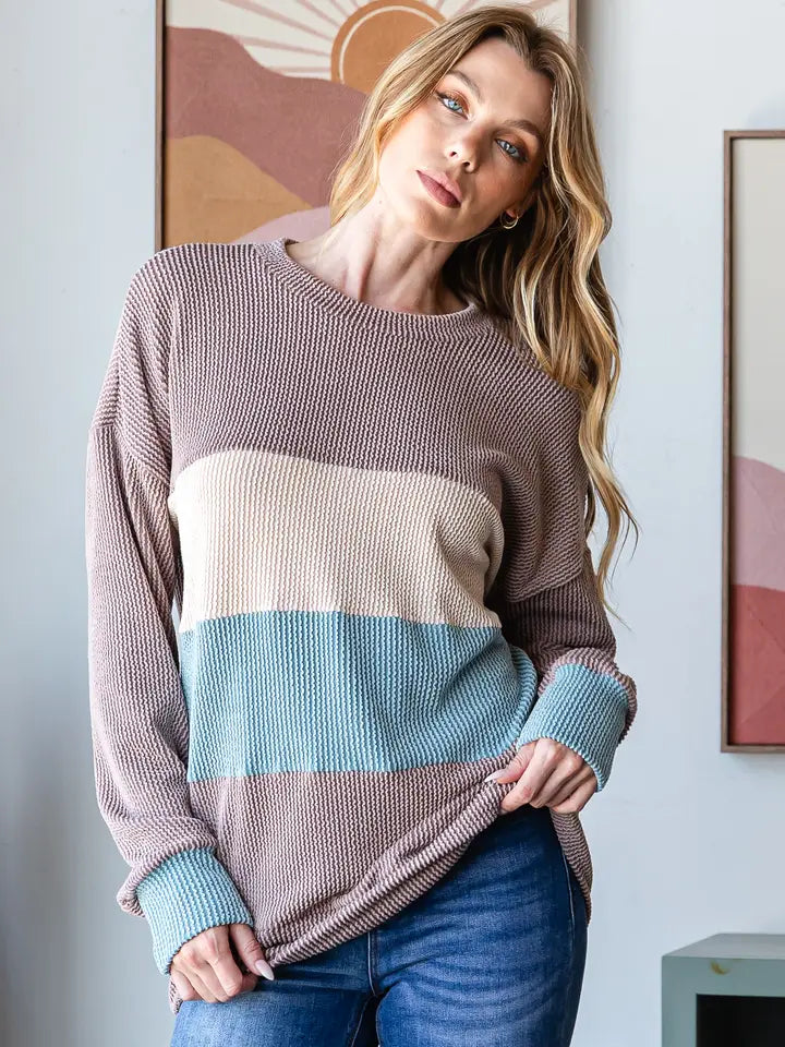 Fall Ribbed Long Sleeve Top