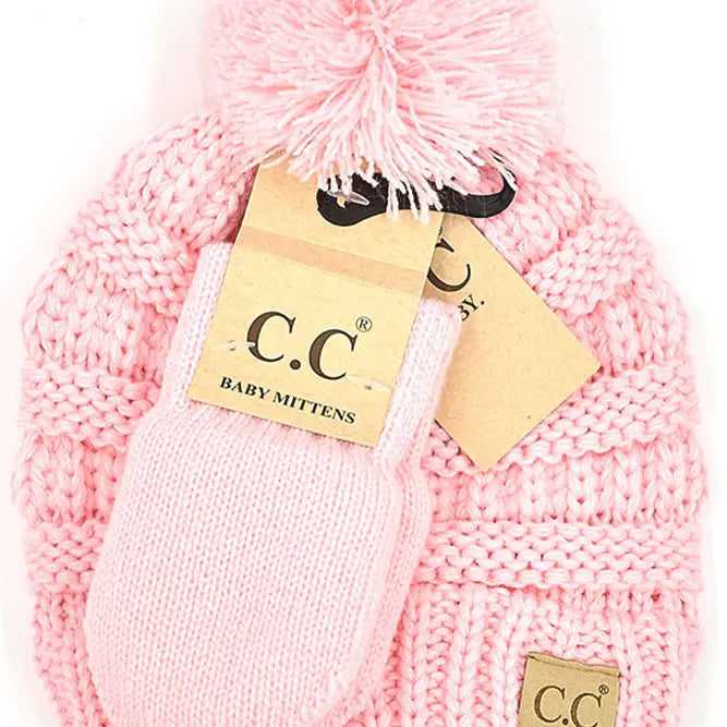 C.C. Baby Solid Ribbed Pom Beanie