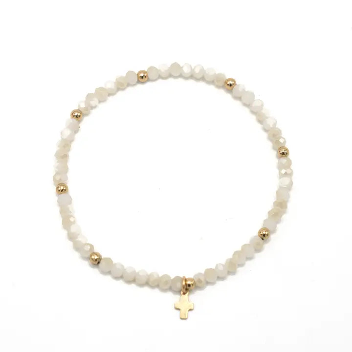 Luxe Cross Bracelet in Winter White