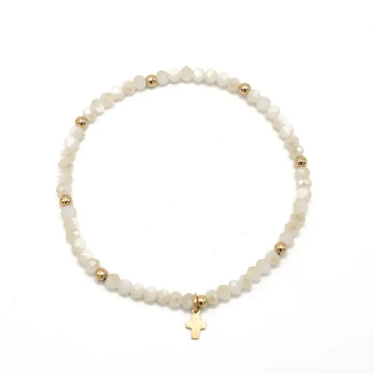 Luxe Cross Bracelet in Winter White