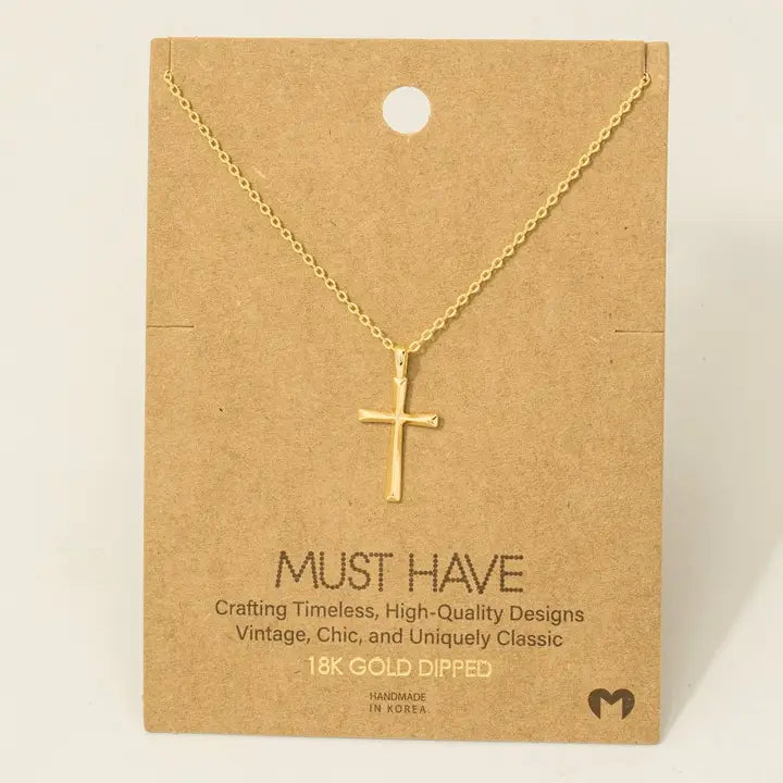 Gold Dipped Dainty Cross Pendent Necklace