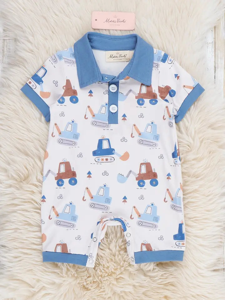 Busy Excavators Polo Romper
