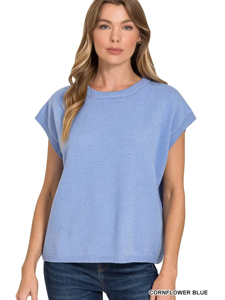 Cornflower Blue Viscose Sweater Vest