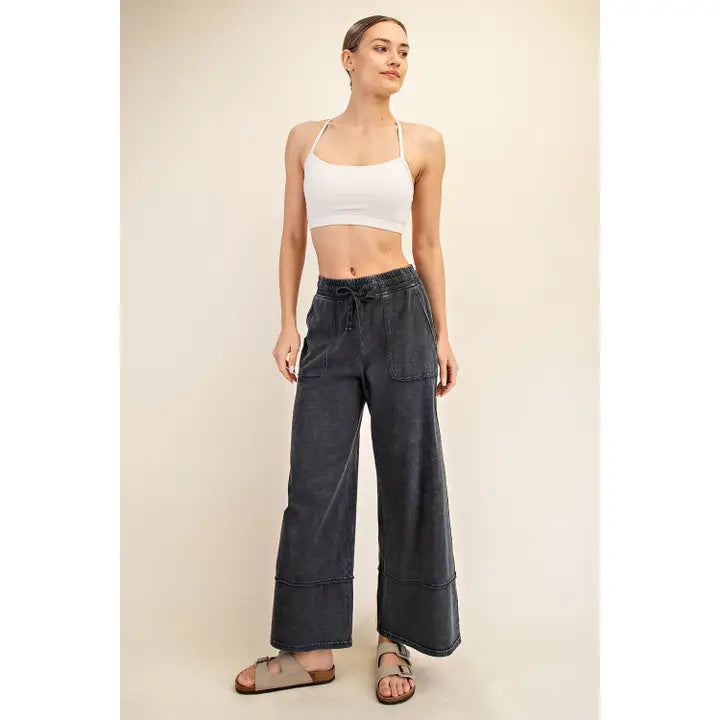 Plus Mineral Washed Cotton Short Sleeve Pants Set